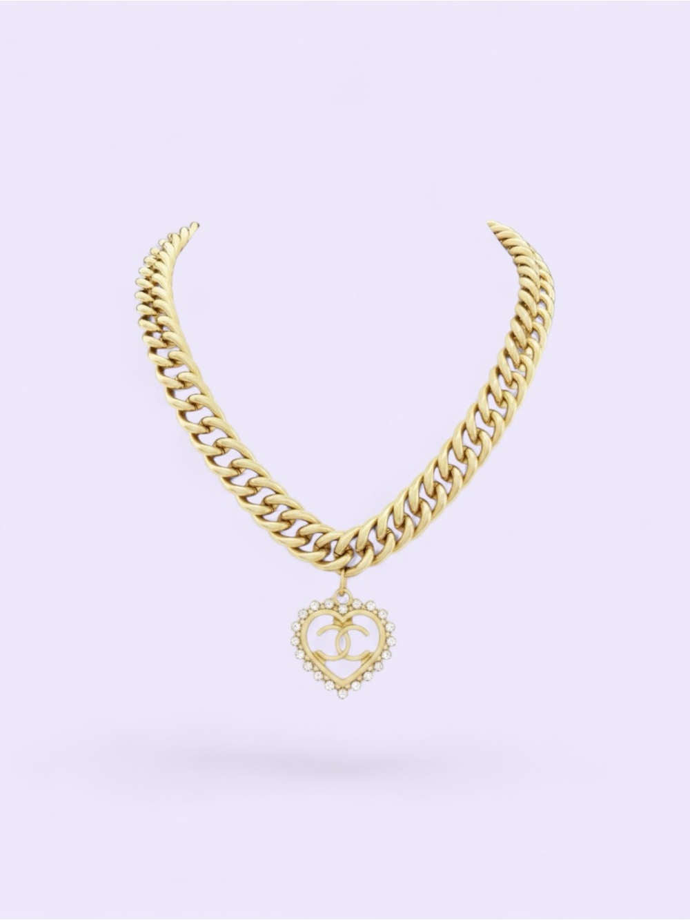 GOLD-TONED  Heart Pendant Necklace with Crystal Accents - Picture 6 of 11